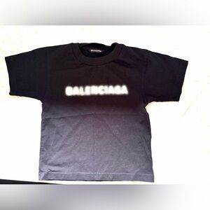 Balenciaga Kids Black Tee with White blurred Logo